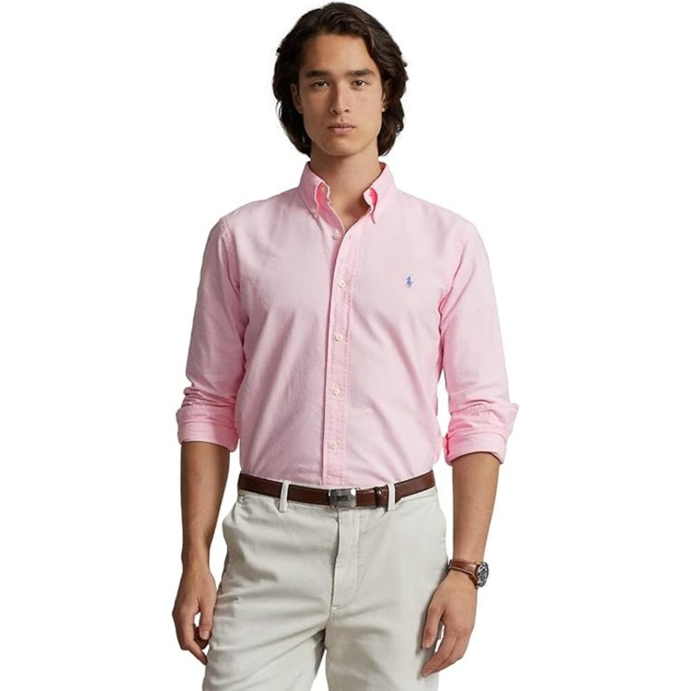 RALPH LAUREN LOGO PINK OXFORD DRESS SHIRT  BUTTON DOWN COTTON MEN'S 17.5X35"